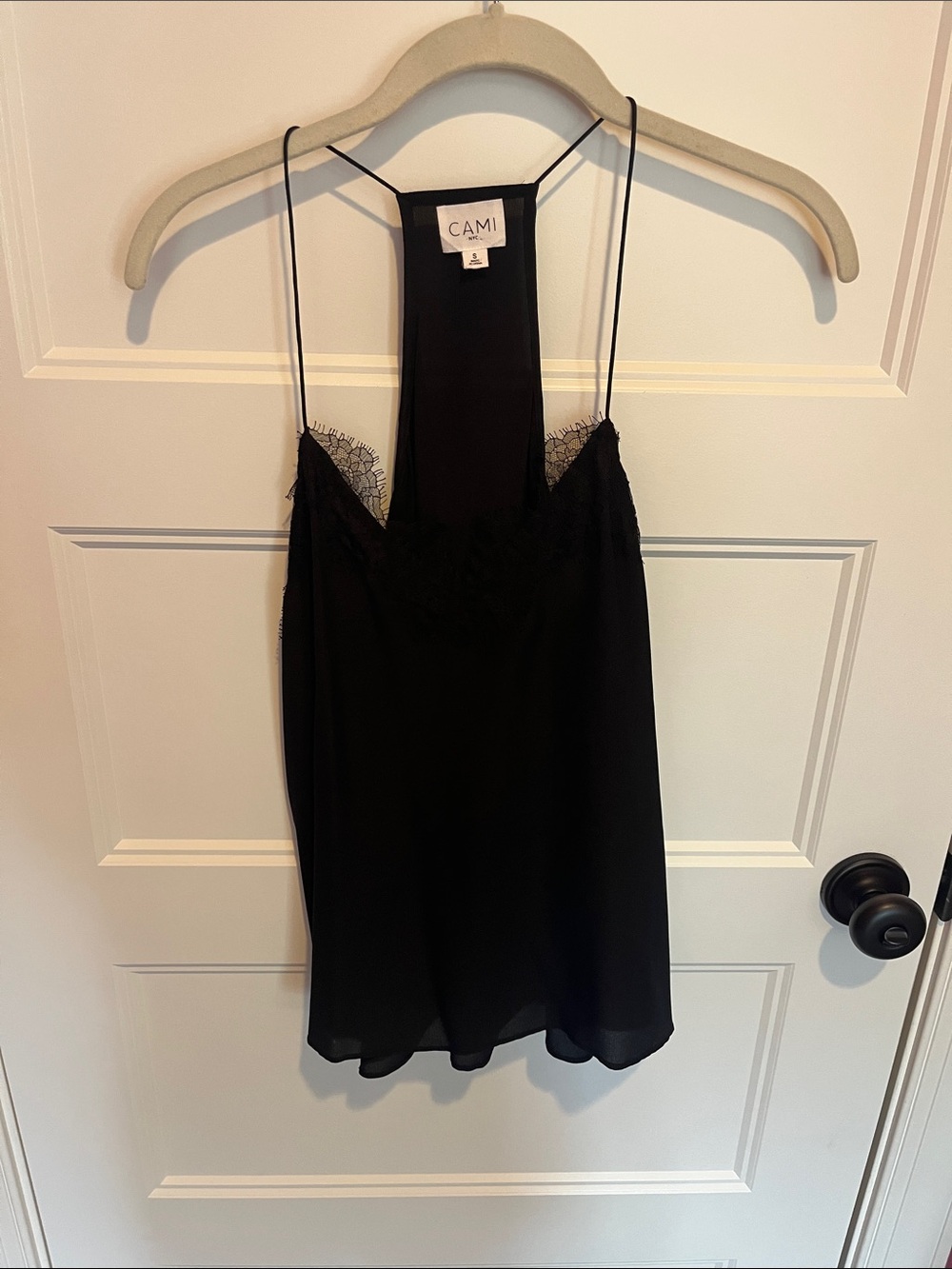 Cami NYC Black Lace-Trim Silk Camisole